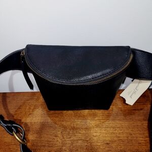NWT Universal Thread Black Faux Leather Fanny Pack. 8"x5" at Largest Width